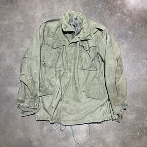 Vintage 60s Army Military M-65 Green Distressed Field Jacket
